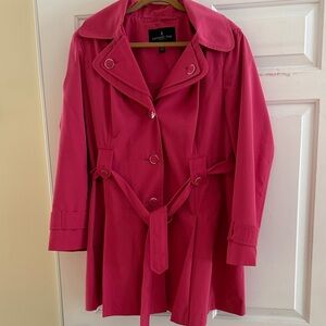 London Fog Women's Vibrant Pink Trench Coat